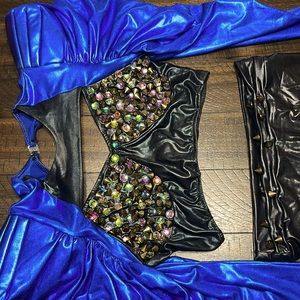 Black and Royal Blue top and high waisted shorts